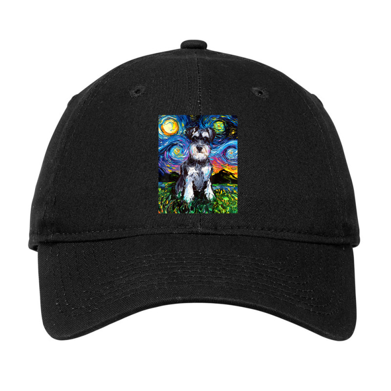 Schnauzer Starry Night Impressionist Dog Art By Aja Adjustable Cap by Konlasa6638 | Artistshot