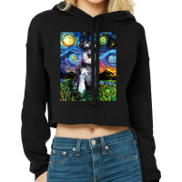 Schnauzer Starry Night Impressionist Dog Art By Aja Cropped Hoodie | Artistshot