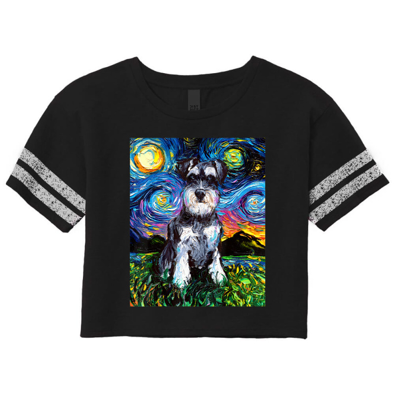 Schnauzer Starry Night Impressionist Dog Art By Aja Scorecard Crop Tee by Konlasa6638 | Artistshot