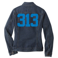 Detroit 313 Area Code   Grit   Sports Fan   Detroiter Fan T Shirt Ladies Denim Jacket | Artistshot