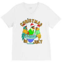 Christmas In July Pool Party Parrot Bird Funny Drinking Team T Shirt V-neck Tee | Artistshot