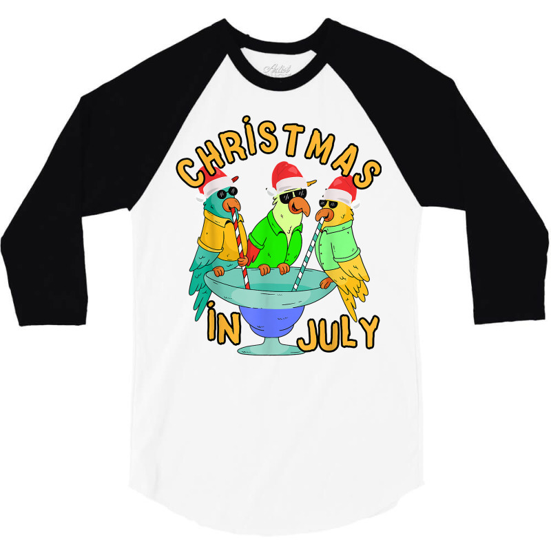 Christmas In July Pool Party Parrot Bird Funny Drinking Team T Shirt 3/4 Sleeve Shirt by zheralalumo | Artistshot