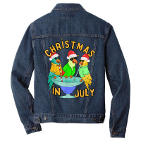 Christmas In July Pool Party Parrot Bird Funny Drinking Team T Shirt Men Denim Jacket | Artistshot