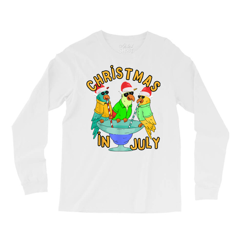 Christmas In July Pool Party Parrot Bird Funny Drinking Team T Shirt Long Sleeve Shirts by zheralalumo | Artistshot