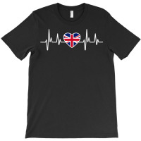 Uk Heartbeat United Kingdom British Great Britain Flag T Shirt T-shirt | Artistshot