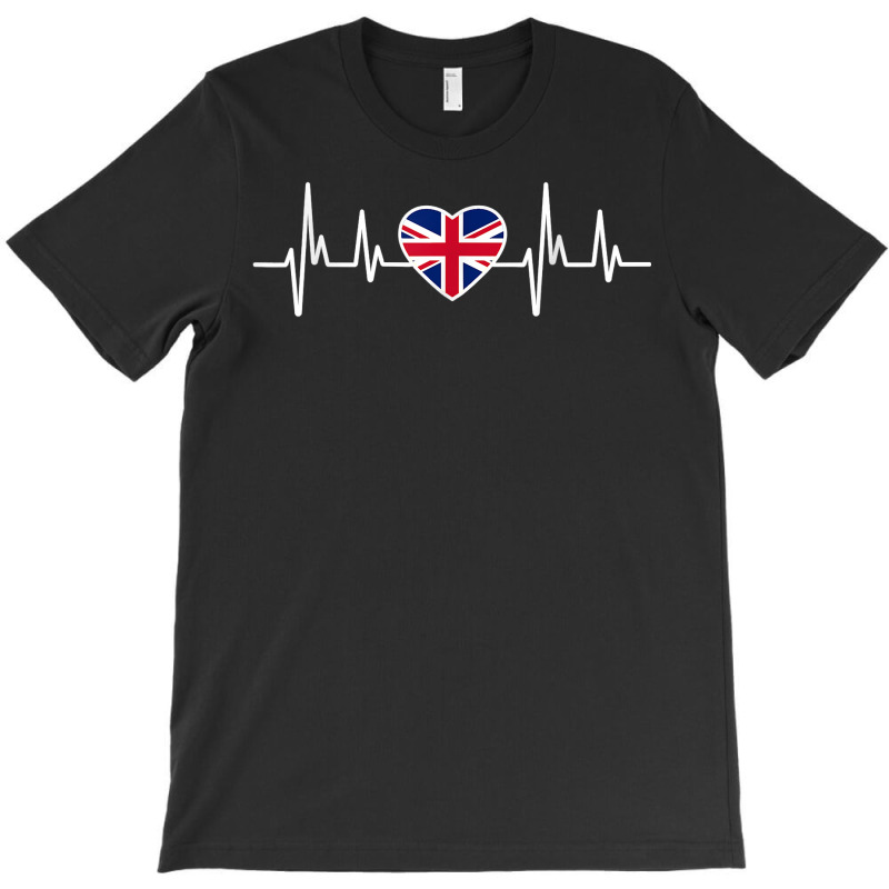 Uk Heartbeat United Kingdom British Great Britain Flag T Shirt T-shirt | Artistshot