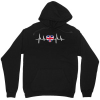 Uk Heartbeat United Kingdom British Great Britain Flag T Shirt Unisex Hoodie | Artistshot