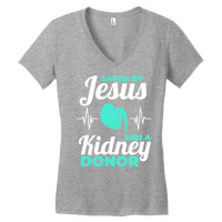 Saved By Jesus And A Kidney Donor Organ Donation Awareness Long Sleeve Women's V-neck T-shirt | Artistshot