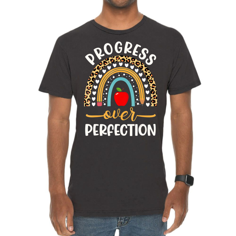 Progress Over Perfection School Teacher Principal Leopard Vintage T-Shirt by kentuckykonpha9 | Artistshot