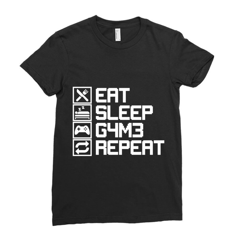 Eat Sleep Game Repeat Funny Leetcode Leet Gift Ladies Fitted T-Shirt by FRANCISMATANZA | Artistshot