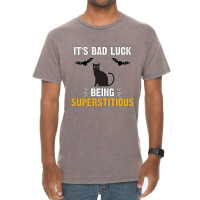 Bad Luck Black Cat Bat Funny Superstitious Meme Design Vintage T-shirt | Artistshot