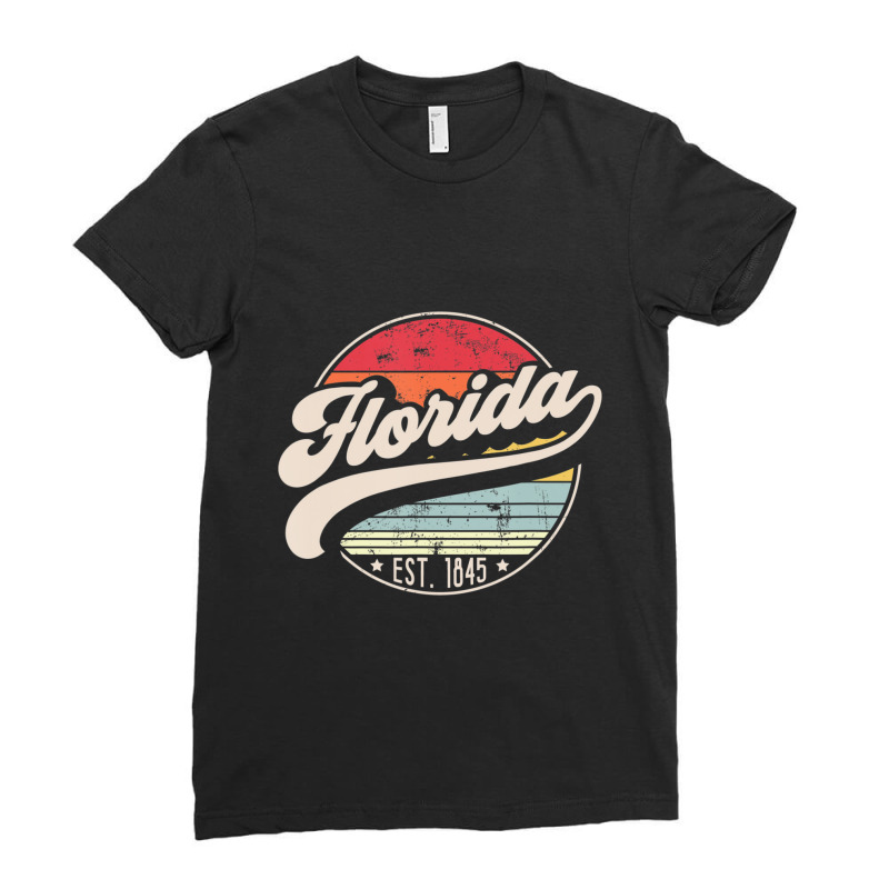 Retro Florida Home State Fl Cool 70s Style Sunset Ladies Fitted T-Shirt by Kosdapen517 | Artistshot