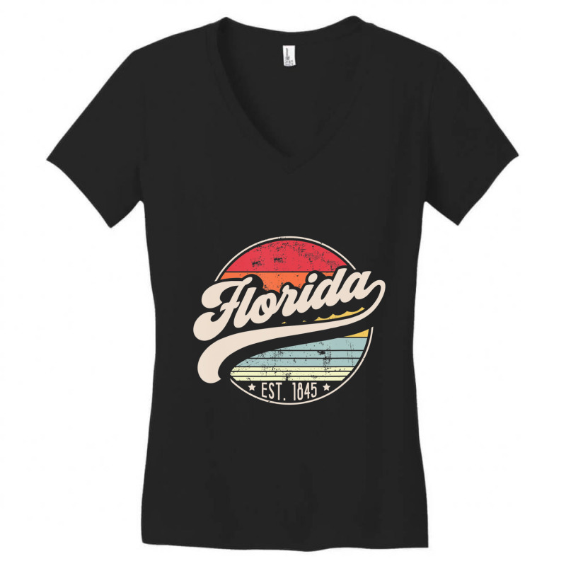 Retro Florida Home State Fl Cool 70s Style Sunset Women's V-Neck T-Shirt by Kosdapen517 | Artistshot