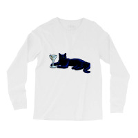 Classy Black Kitty Chillin With Martini - Party Time Feline Long Sleeve Shirts | Artistshot