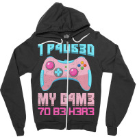 I Paused My Game To Be Here Pink Gamer Girl Leet Zipper Hoodie | Artistshot