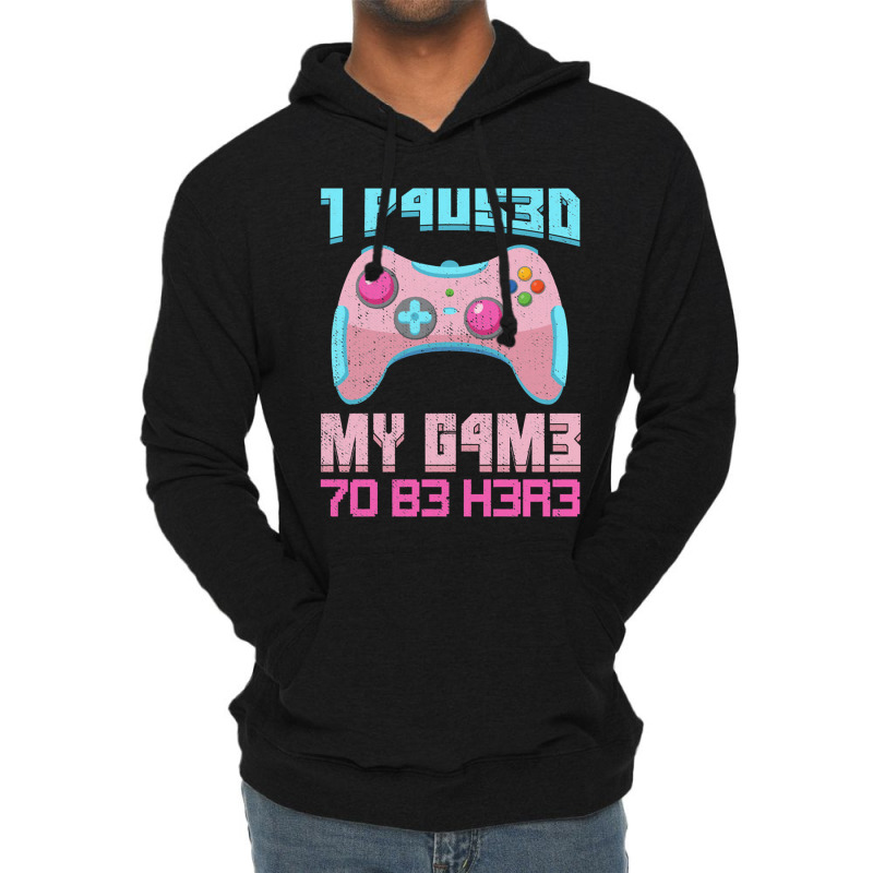 I Paused My Game To Be Here Pink Gamer Girl Leet Lightweight Hoodie | Artistshot