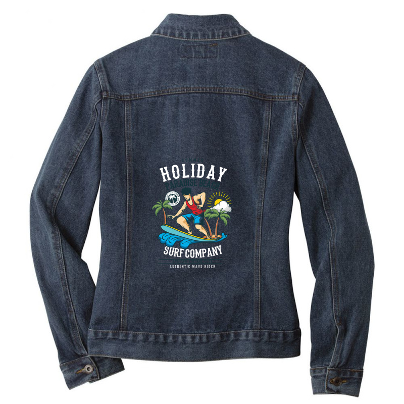 Summer Holiday Paradise Beach Ladies Denim Jacket by lamatung | Artistshot