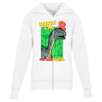 Rawr! I'm 8 Birthday Girls 8th Birthday Dino Mussaurus T Shirt Youth Zipper Hoodie | Artistshot