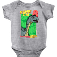 Rawr! I'm 8 Birthday Girls 8th Birthday Dino Mussaurus T Shirt Baby Bodysuit | Artistshot