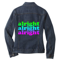 Retro Vintage 70's Style Distressed Neon Alright Ladies Denim Jacket | Artistshot