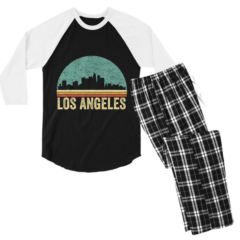 Retro Vintage Los Angeles La Skyline 70s 80s Souvenir Men's 3/4 Sleeve Pajama Set | Artistshot