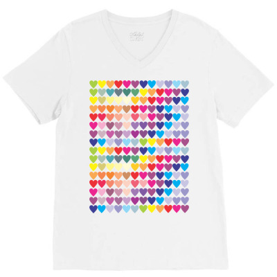 Colorful Heart Seamless Pattern V-neck Tee Designed By Hello Asa