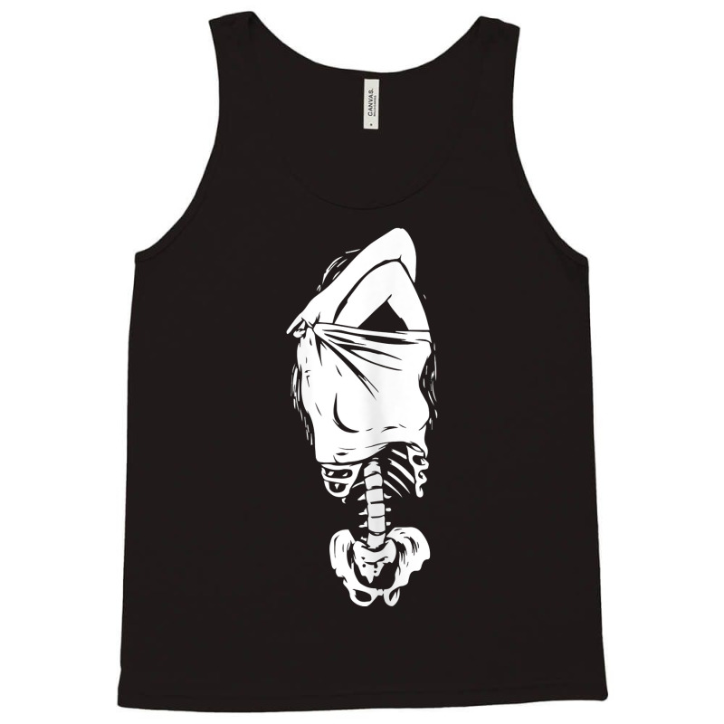 Womens Woman Skeleton Undressing Funny Halloween Costume Skull Bone T Tank Top by cm-arts | Artistshot