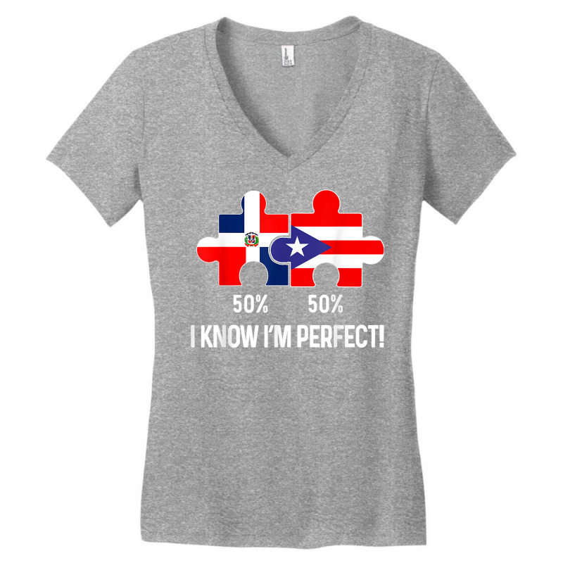 Half Puerto Rican Half Dominican Flag Map Combined Pr Rd T Shirt Women's V-Neck T-Shirt by cm-arts | Artistshot