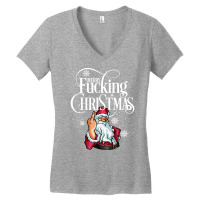 Funny Christmas Men Women Merry Fucking Christmas Long Sleeve T Shirt Women's V-neck T-shirt | Artistshot