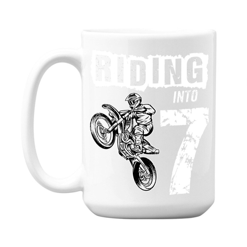 Riding Into 7 Years Old 7th Birthday Boy Dirt Bike Party 15 Oz Coffee Mug | Artistshot