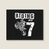 Riding Into 7 Years Old 7th Birthday Boy Dirt Bike Party Landscape Canvas Print | Artistshot