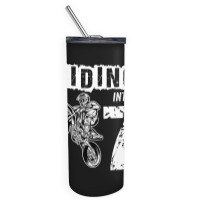 Riding Into 7 Years Old 7th Birthday Boy Dirt Bike Party Skinny Tumbler | Artistshot