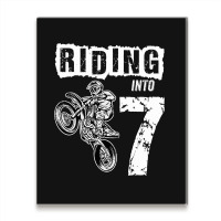 Riding Into 7 Years Old 7th Birthday Boy Dirt Bike Party Metal Print Vertical | Artistshot