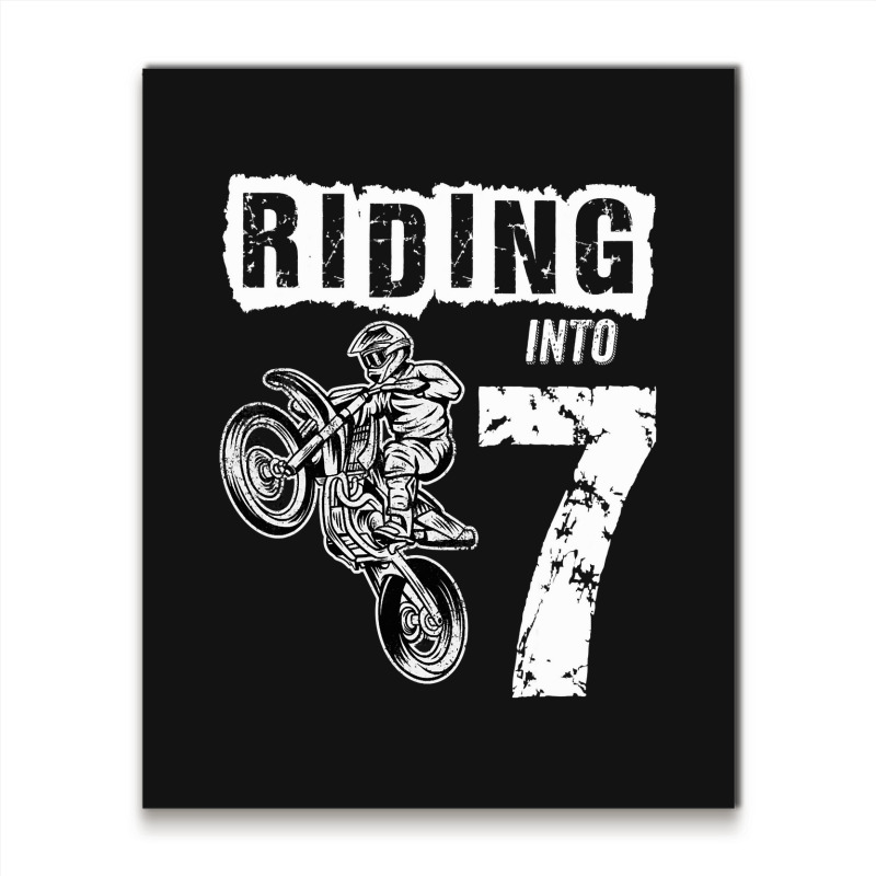 Riding Into 7 Years Old 7th Birthday Boy Dirt Bike Party Metal Print Vertical | Artistshot