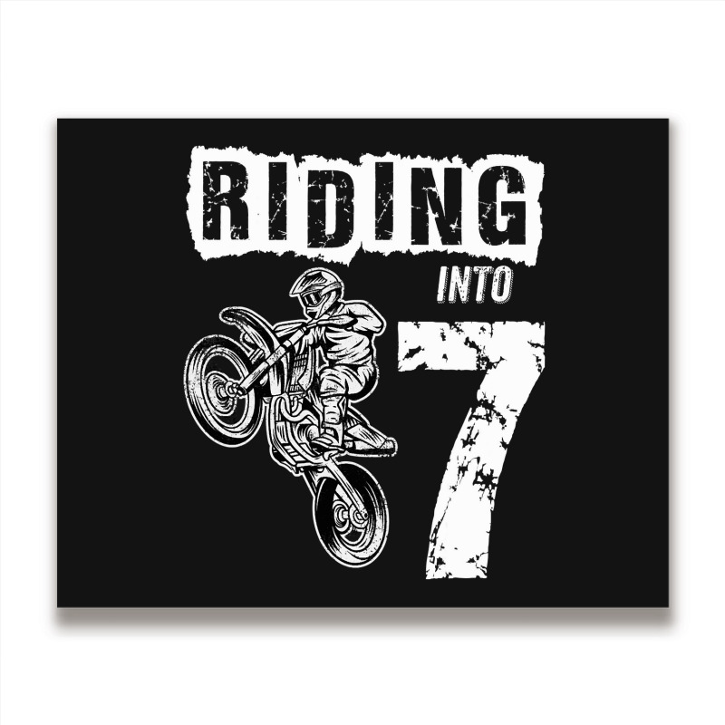 Riding Into 7 Years Old 7th Birthday Boy Dirt Bike Party Metal Print Horizontal | Artistshot