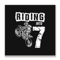 Riding Into 7 Years Old 7th Birthday Boy Dirt Bike Party Metal Print Square | Artistshot