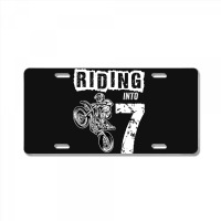 Riding Into 7 Years Old 7th Birthday Boy Dirt Bike Party License Plate | Artistshot