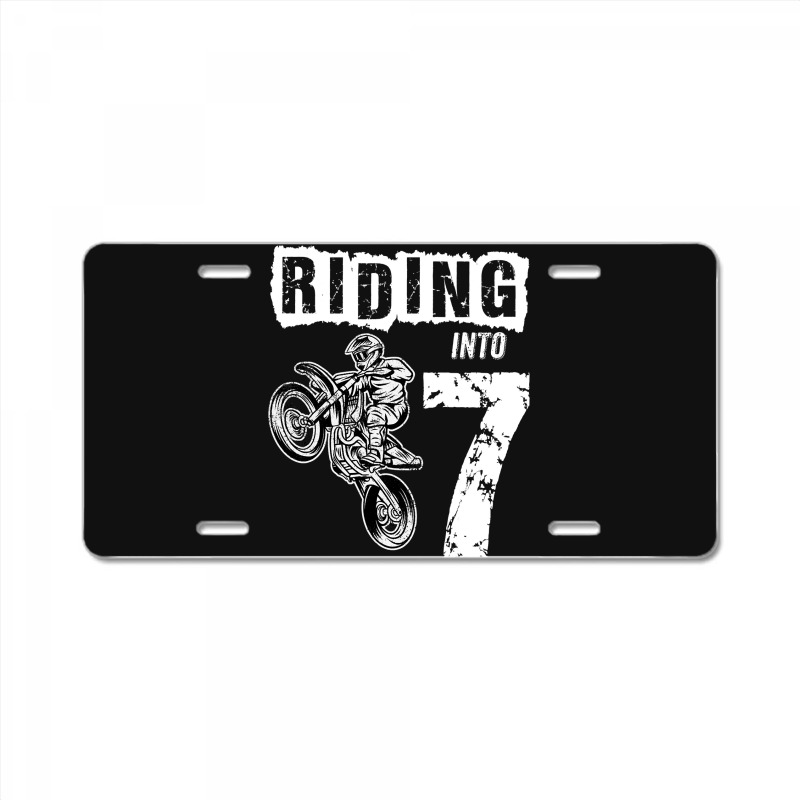 Riding Into 7 Years Old 7th Birthday Boy Dirt Bike Party License Plate | Artistshot