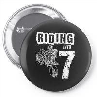 Riding Into 7 Years Old 7th Birthday Boy Dirt Bike Party Pin-back Button | Artistshot