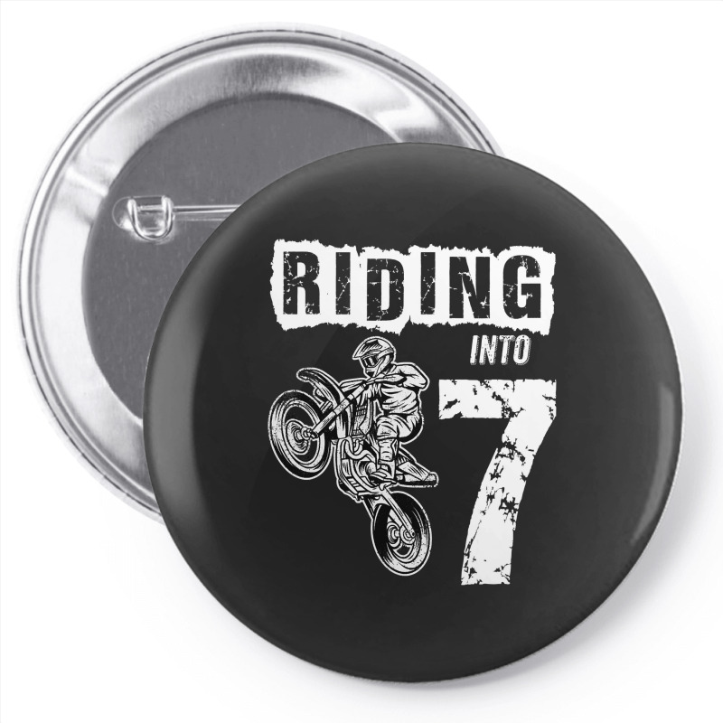 Riding Into 7 Years Old 7th Birthday Boy Dirt Bike Party Pin-back Button | Artistshot