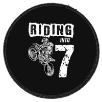 Riding Into 7 Years Old 7th Birthday Boy Dirt Bike Party Round Patch | Artistshot