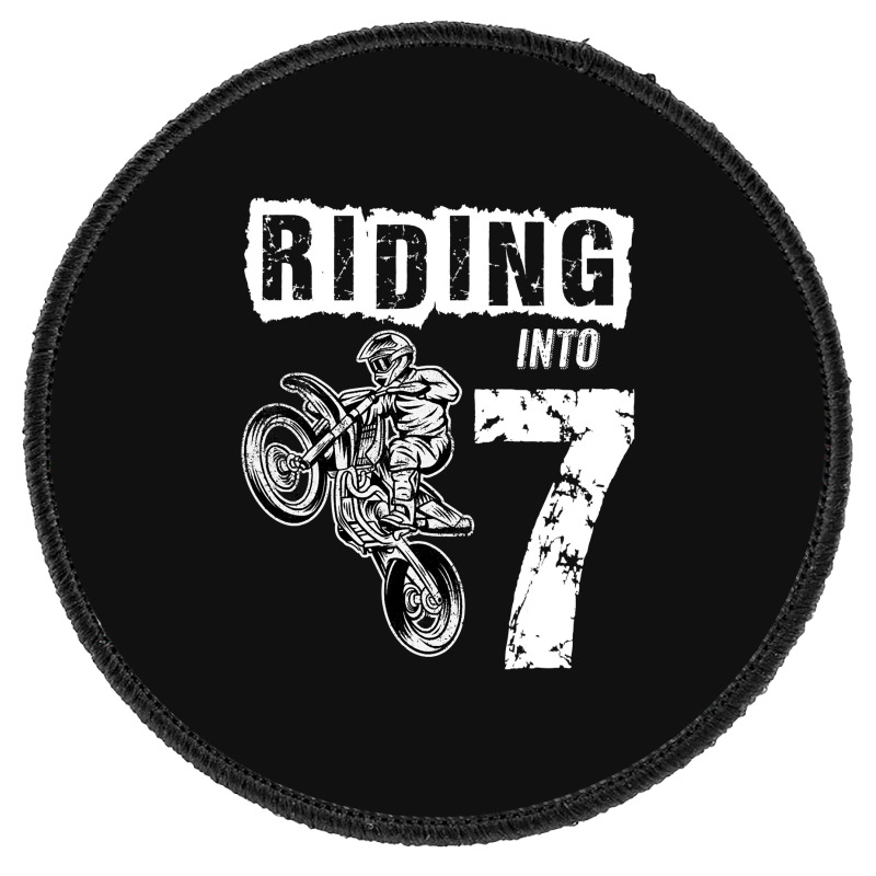 Riding Into 7 Years Old 7th Birthday Boy Dirt Bike Party Round Patch | Artistshot