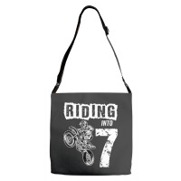 Riding Into 7 Years Old 7th Birthday Boy Dirt Bike Party Adjustable Strap Totes | Artistshot