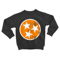 Distressed 3 Star Tn State Orange And White Tennessee Flag Long Sleeve Toddler Sweatshirt | Artistshot