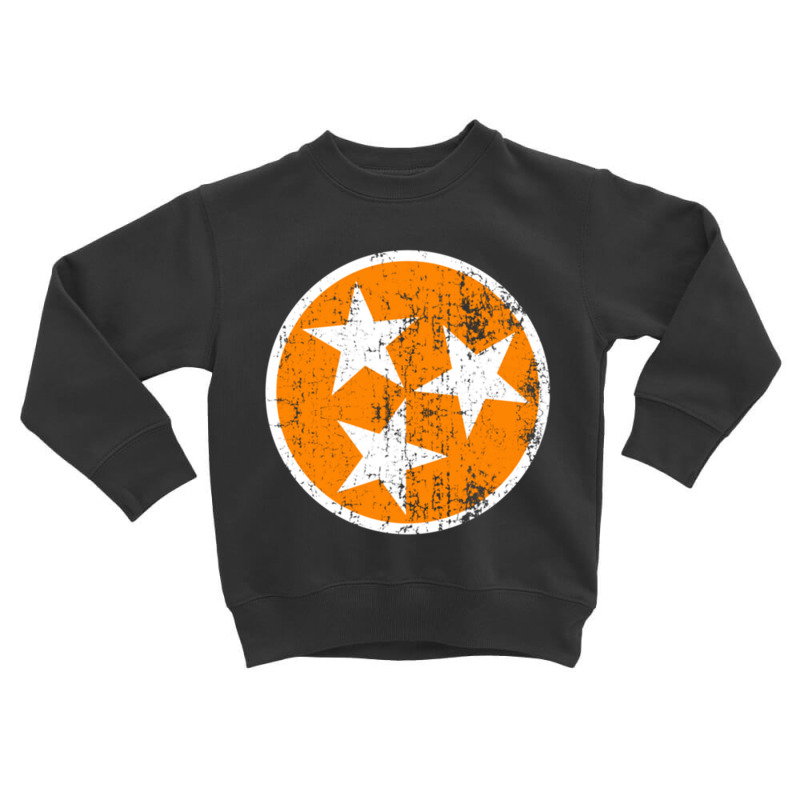 Distressed 3 Star Tn State Orange And White Tennessee Flag Long Sleeve Toddler Sweatshirt by cm-arts | Artistshot