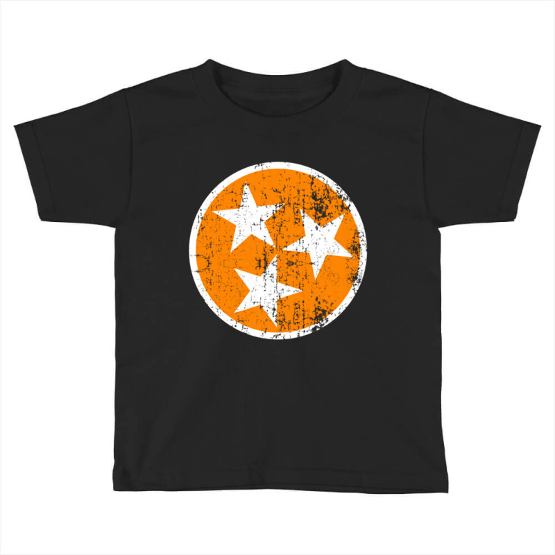 Distressed 3 Star Tn State Orange And White Tennessee Flag Long Sleeve Toddler T-shirt by cm-arts | Artistshot