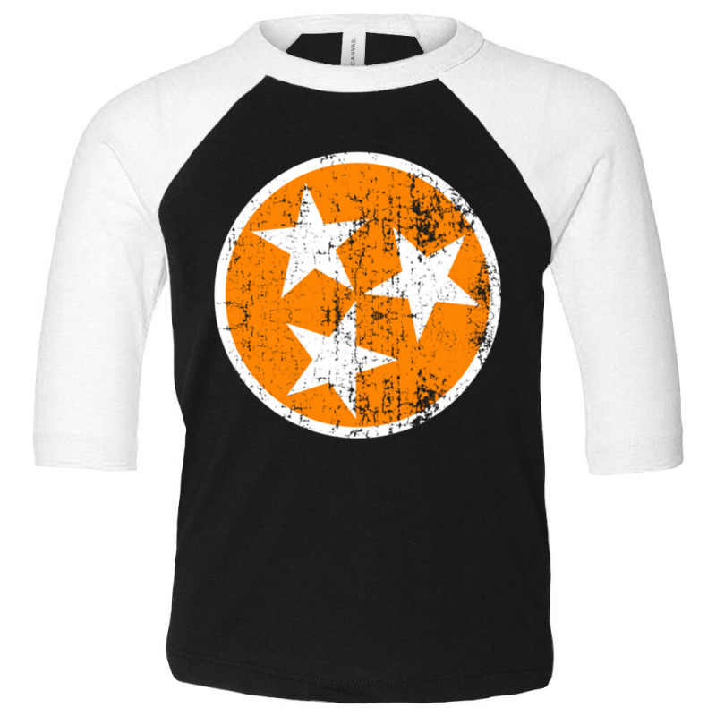 Distressed 3 Star Tn State Orange And White Tennessee Flag Long Sleeve Toddler 3/4 Sleeve Tee by cm-arts | Artistshot