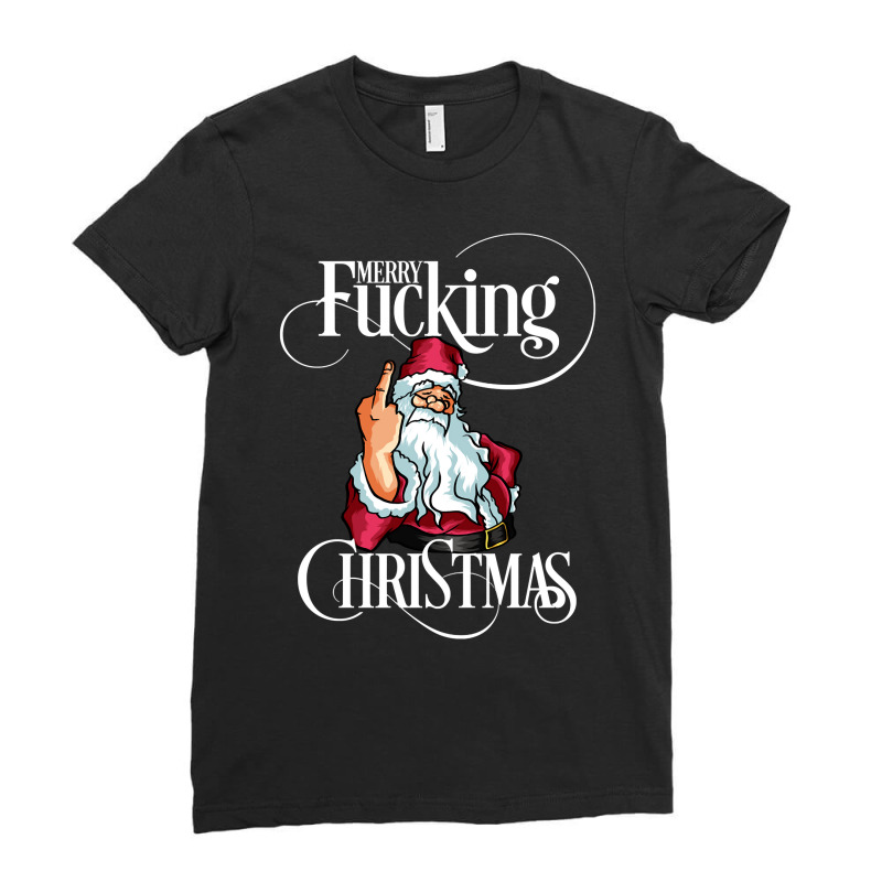 Funny Christmas Men Women Merry Fucking Christmas Pullover Hoodie Ladies Fitted T-Shirt by vaesifoxidy | Artistshot