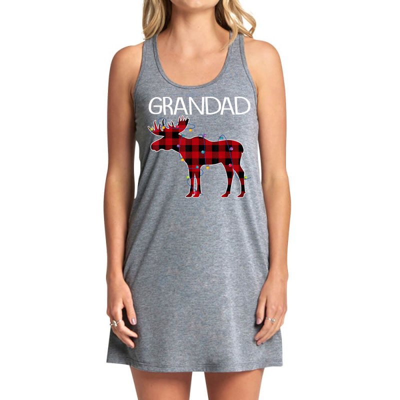 Grandad Moose Buffalo Plaid Lights Christmas Matching Family T Shirt Tank Dress by cm-arts | Artistshot