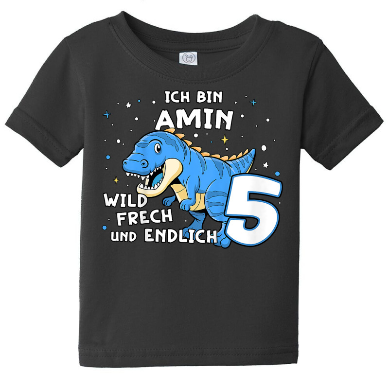 Kids I Am Amin Finally 5 Blue Dino Trex Kids German Name T Shirt Baby Tee by cm-arts | Artistshot